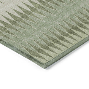 Homeroots 3' Stylish Artichoke Green Striped Area Rug – Washable & Durable For Indoor Outdoor Use 9' X 12' Polyester 590779