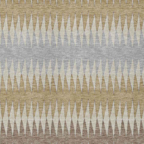 Homeroots 3' Stylish Artichoke Green Striped Area Rug – Washable & Durable For Indoor Outdoor Use 3' X 5' Polyester 590781