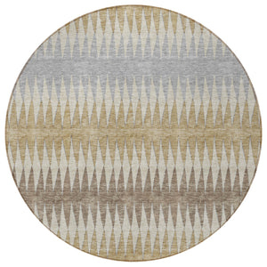 Homeroots 3' Stylish Artichoke Green Striped Area Rug – Washable & Durable For Indoor Outdoor Use 8' Round Polyester 590783