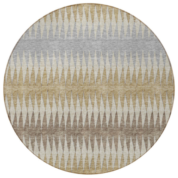 Homeroots 3' Stylish Artichoke Green Striped Area Rug – Washable & Durable For Indoor Outdoor Use 8' Round Polyester 590783