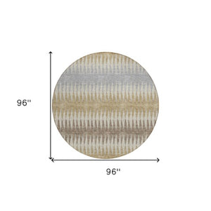 Homeroots 3' Stylish Artichoke Green Striped Area Rug – Washable & Durable For Indoor Outdoor Use 8' Round Polyester 590783