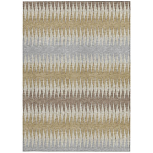 Homeroots 3' Stylish Artichoke Green Striped Area Rug – Washable & Durable For Indoor Outdoor Use 8' X 10' Polyester 590784