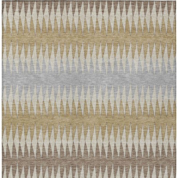 Homeroots 3' Stylish Artichoke Green Striped Area Rug – Washable & Durable For Indoor Outdoor Use 10' X 14' Polyester 590786