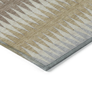 Homeroots 3' Stylish Artichoke Green Striped Area Rug – Washable & Durable For Indoor Outdoor Use 10' X 14' Polyester 590786