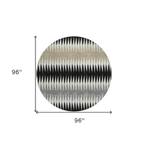 Homeroots 3' Stylish Artichoke Green Striped Area Rug – Washable & Durable For Indoor Outdoor Use 8' Round Polyester 590789