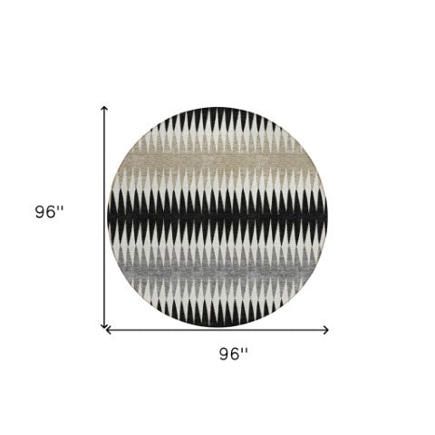 Homeroots 3' Stylish Artichoke Green Striped Area Rug – Washable & Durable For Indoor Outdoor Use 8' Round Polyester 590789