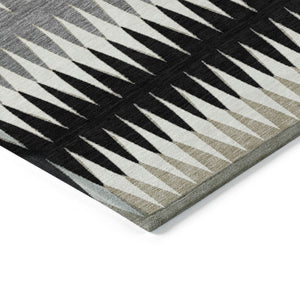 Homeroots 3' Stylish Artichoke Green Striped Area Rug – Washable & Durable For Indoor Outdoor Use 8' X 10' Polyester 590790