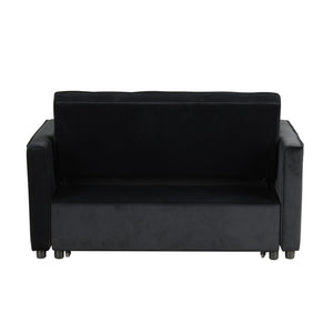 English Elm Velvet Convertible Sleeper Loveseat with Plush Tufting, Built-In Side Pockets & Sturdy Legs for Guests B016P392818