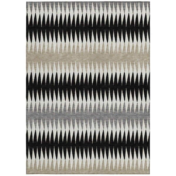 Homeroots 3' Stylish Artichoke Green Striped Area Rug – Washable & Durable For Indoor Outdoor Use 9' X 12' Polyester 590791