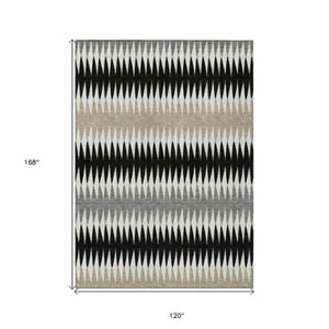 Homeroots 3' Stylish Artichoke Green Striped Area Rug – Washable & Durable For Indoor Outdoor Use 10' X 14' Polyester 590792