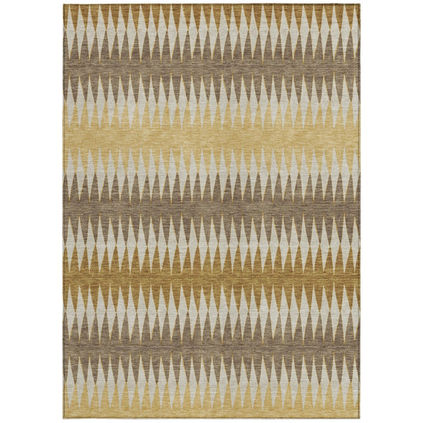 Homeroots 3' Stylish Artichoke Green Striped Area Rug – Washable & Durable For Indoor Outdoor Use 3' X 5' Polyester 590793