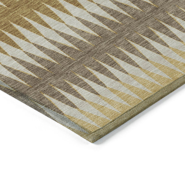 Homeroots 3' Stylish Artichoke Green Striped Area Rug – Washable & Durable For Indoor Outdoor Use 5' X 8' Polyester 590794