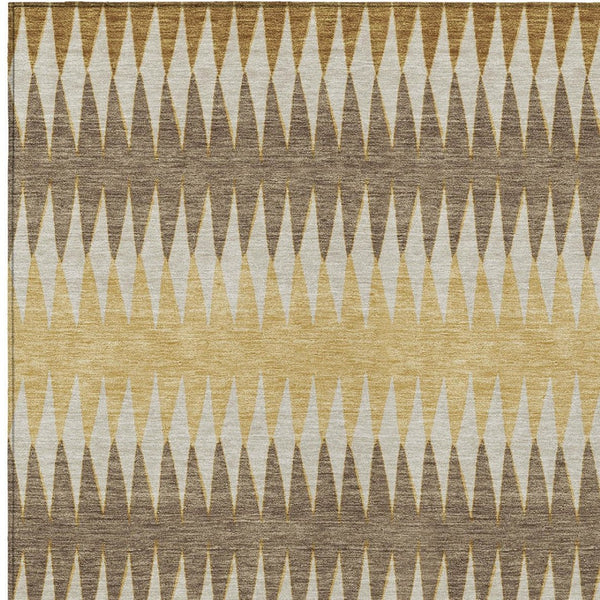 Homeroots 3' Stylish Artichoke Green Striped Area Rug – Washable & Durable For Indoor Outdoor Use 5' X 8' Polyester 590794