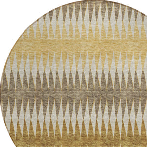 Homeroots 3' Stylish Artichoke Green Striped Area Rug – Washable & Durable For Indoor Outdoor Use 8' Round Polyester 590795