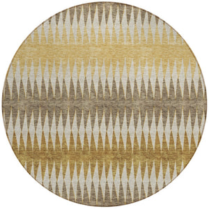 Homeroots 3' Stylish Artichoke Green Striped Area Rug – Washable & Durable For Indoor Outdoor Use 8' Round Polyester 590795