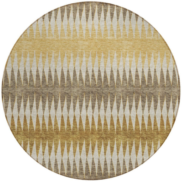 Homeroots 3' Stylish Artichoke Green Striped Area Rug – Washable & Durable For Indoor Outdoor Use 8' Round Polyester 590795