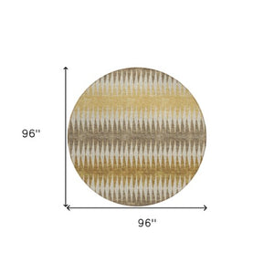 Homeroots 3' Stylish Artichoke Green Striped Area Rug – Washable & Durable For Indoor Outdoor Use 8' Round Polyester 590795