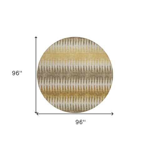 Homeroots 3' Stylish Artichoke Green Striped Area Rug – Washable & Durable For Indoor Outdoor Use 8' Round Polyester 590795