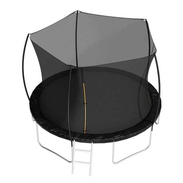 English Elm 12ft Trampoline Curved Pole Enclosure Net Galvanized Steel Frame Kids Adults Ladder W285P233603