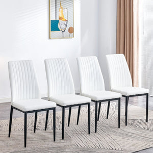 English Elm 7 Piece Faux Marble Dining Set with 55" Table and 6 Ergonomic PU Leather Chairs, Sturdy Modern Design SQ000750AAK