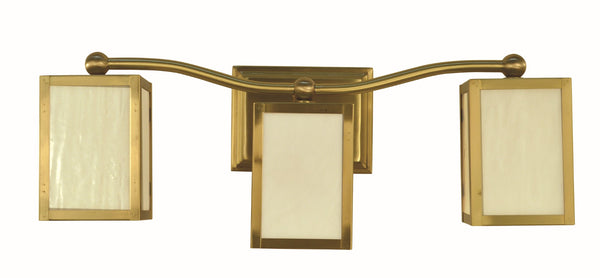 Framburg 3-light Brushed Brass Asher Sconce - Elegant Curved Arms, Opalescent Glass & Handmade Usa Quality Brushed Brass Metal 5908 Br