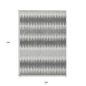 Homeroots 3' Stylish Artichoke Green Striped Area Rug – Washable & Durable For Indoor Outdoor Use 9' X 12' Polyester 590803