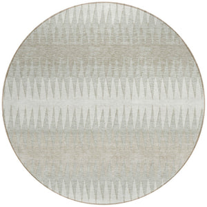 Homeroots 3' Stylish Artichoke Green Striped Area Rug – Washable & Durable For Indoor Outdoor Use 8' Round Polyester 590807