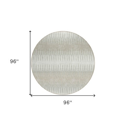 Homeroots 3' Stylish Artichoke Green Striped Area Rug – Washable & Durable For Indoor Outdoor Use 8' Round Polyester 590807