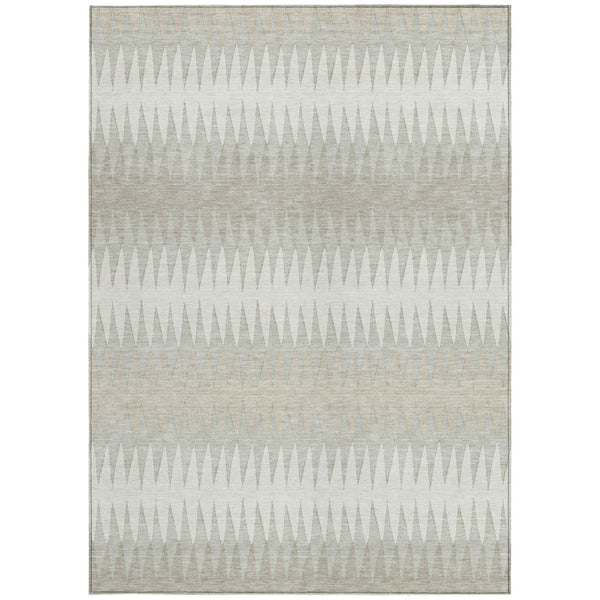 Homeroots 3' Stylish Artichoke Green Striped Area Rug – Washable & Durable For Indoor Outdoor Use 10' X 14' Polyester 590810