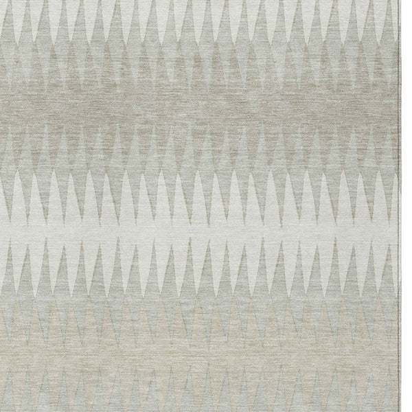 Homeroots 3' Stylish Artichoke Green Striped Area Rug – Washable & Durable For Indoor Outdoor Use 10' X 14' Polyester 590810