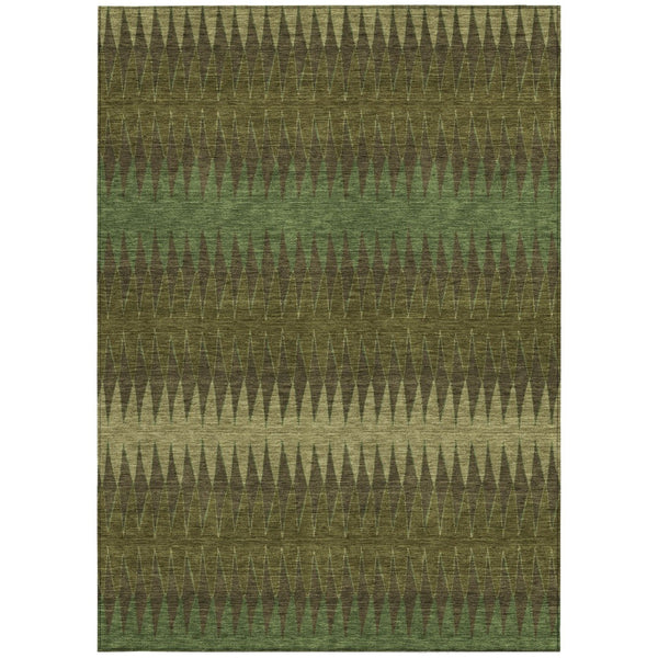 Homeroots 3' Stylish Artichoke Green Striped Area Rug – Washable & Durable For Indoor Outdoor Use 3' X 5' Polyester 590811