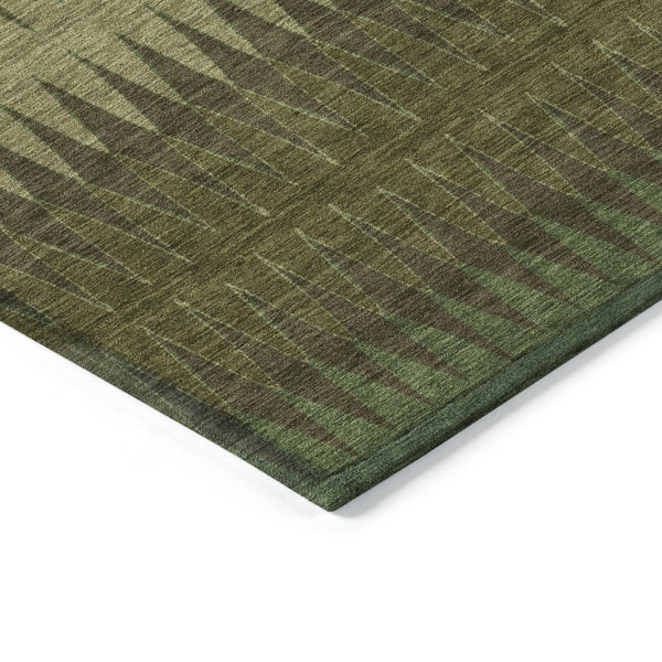 Homeroots 3' Stylish Artichoke Green Striped Area Rug – Washable & Durable For Indoor Outdoor Use 3' X 5' Polyester 590811