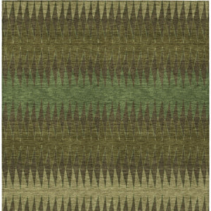 Homeroots 3' Stylish Artichoke Green Striped Area Rug – Washable & Durable For Indoor Outdoor Use 3' X 5' Polyester 590811