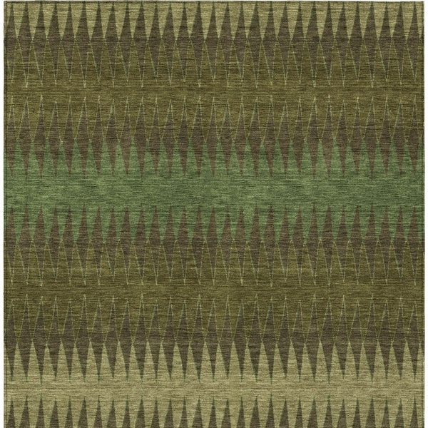 Homeroots 3' Stylish Artichoke Green Striped Area Rug – Washable & Durable For Indoor Outdoor Use 3' X 5' Polyester 590811