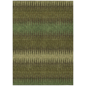 HomeRoots 5' Olive Green and Dark Green Striped Area Rug – Durable, Washable, Ideal for Indoor or Outdoor Use 5' X 8' 590812