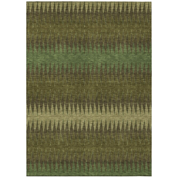 HomeRoots 5' Olive Green and Dark Green Striped Area Rug – Durable, Washable, Ideal for Indoor or Outdoor Use 8' X 10' 590814