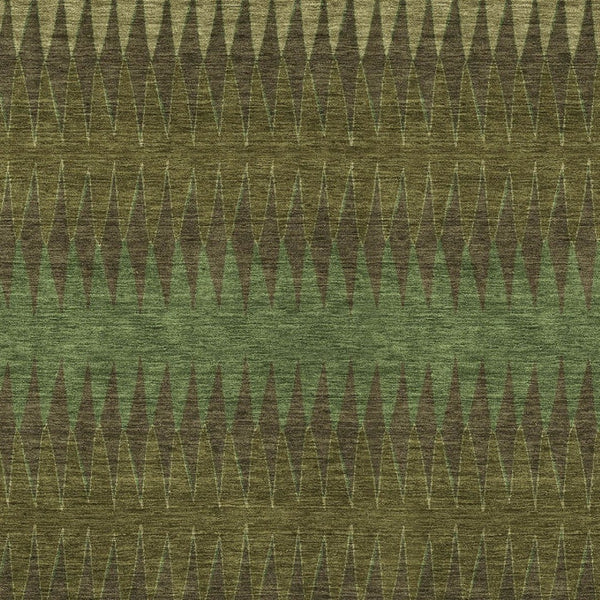 Homeroots 3' Stylish Artichoke Green Striped Area Rug – Washable & Durable For Indoor Outdoor Use 8' X 10' Polyester 590814