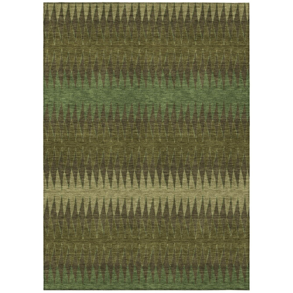 HomeRoots 9' Olive Green Striped Area Rug - Durable, Washable Design for Indoor & Outdoor Spaces, Stain-Resistant 9' X 12' 590815