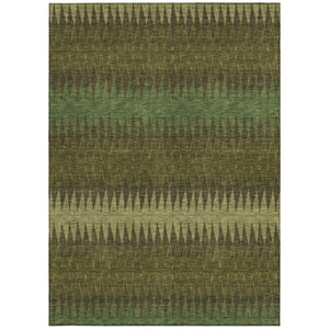 Homeroots 3' Stylish Artichoke Green Striped Area Rug – Washable & Durable For Indoor Outdoor Use 9' X 12' Polyester 590815