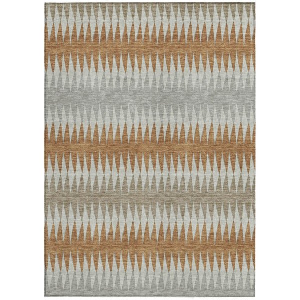 Homeroots 3' Stylish Artichoke Green Striped Area Rug – Washable & Durable For Indoor Outdoor Use 5' X 8' Polyester 590818