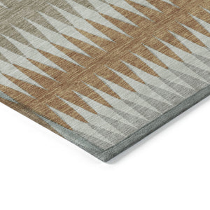 Homeroots 3' Stylish Artichoke Green Striped Area Rug – Washable & Durable For Indoor Outdoor Use 5' X 8' Polyester 590818