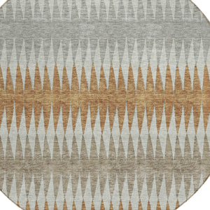 Homeroots 3' Stylish Artichoke Green Striped Area Rug – Washable & Durable For Indoor Outdoor Use 8' Round Polyester 590819