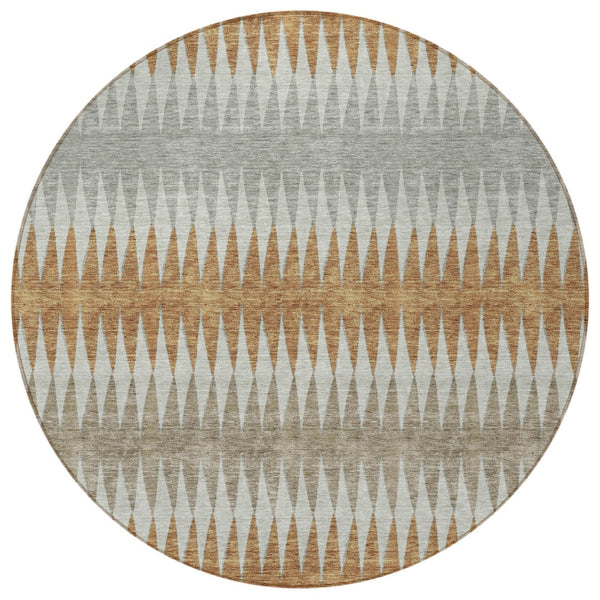 Homeroots 3' Stylish Artichoke Green Striped Area Rug – Washable & Durable For Indoor Outdoor Use 8' Round Polyester 590819