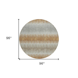 Homeroots 3' Stylish Artichoke Green Striped Area Rug – Washable & Durable For Indoor Outdoor Use 8' Round Polyester 590819