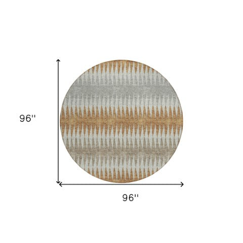 Homeroots 3' Stylish Artichoke Green Striped Area Rug – Washable & Durable For Indoor Outdoor Use 8' Round Polyester 590819