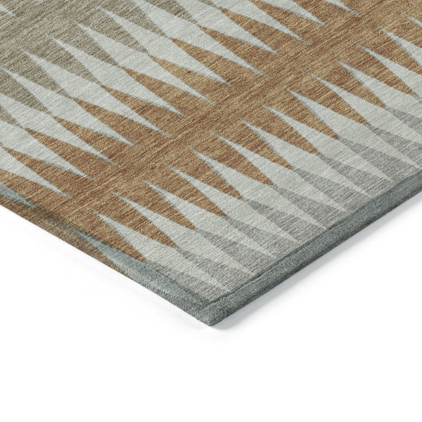 Homeroots 3' Stylish Artichoke Green Striped Area Rug – Washable & Durable For Indoor Outdoor Use 8' X 10' Polyester 590820