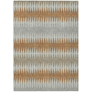 HomeRoots 9' Striped Indoor Outdoor Area Rug in Bold Orange, Gray, and Beige – Durable, Washable, and Versatile 9' X 12' 590821