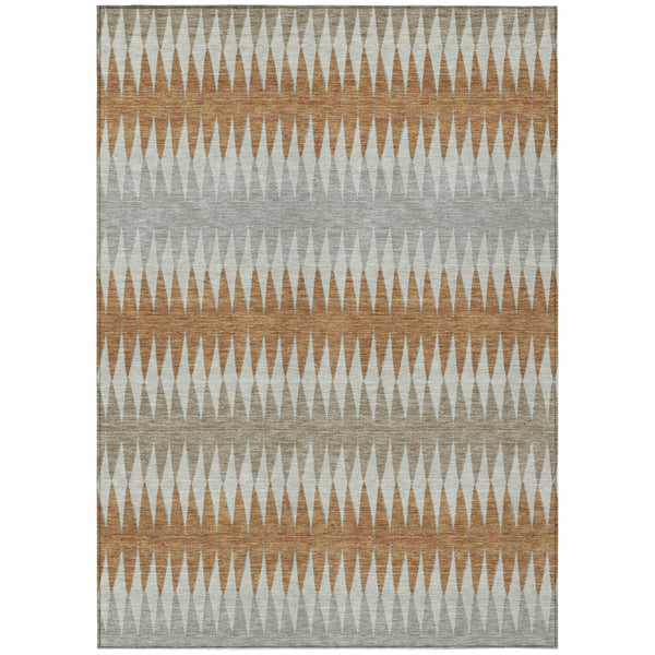 HomeRoots 9' Striped Indoor Outdoor Area Rug in Bold Orange, Gray, and Beige – Durable, Washable, and Versatile 9' X 12' 590821