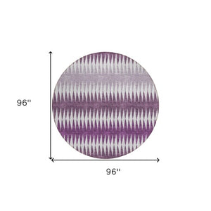 Homeroots 3' Stylish Artichoke Green Striped Area Rug – Washable & Durable For Indoor Outdoor Use 8' Round Polyester 590825