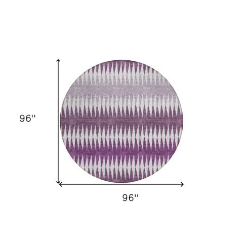 Homeroots 3' Stylish Artichoke Green Striped Area Rug – Washable & Durable For Indoor Outdoor Use 8' Round Polyester 590825